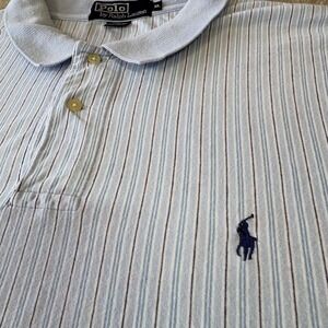 Polo Ralph Lauren Shirt Mens XL Striped Cotton Short Sleeve Golf 90s Vintage